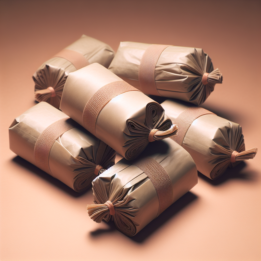 Several dog poop bag rolls arranged in a pile for a product photo